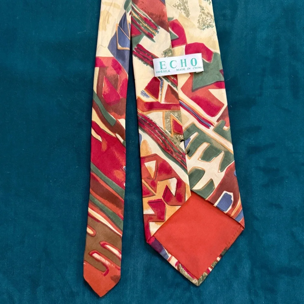 Echo Silk Abstract Geometric Pattern‎ Men's Tie